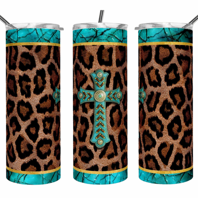 Leopard Cross TUMBLER - Clothed in Grace