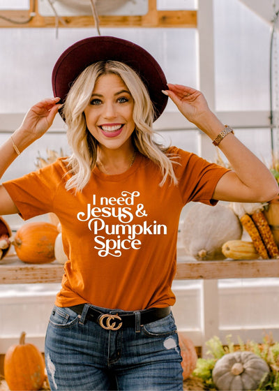 Jesus and Pumpkin spice tee - Clothed in Grace