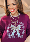 Jesus is the reason for Season -Bow Tee Sweatshirt