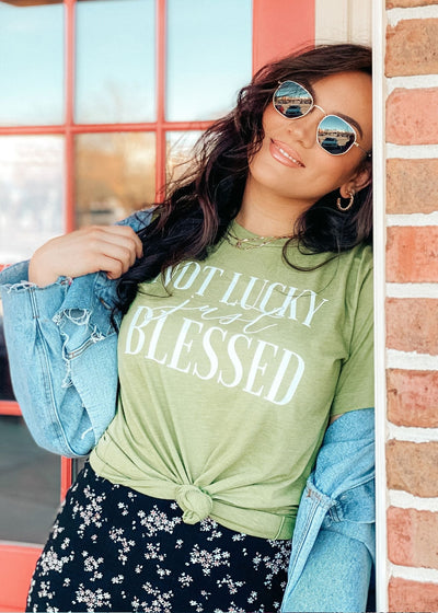 Not Lucky Just Blessed - tee - Clothed in Grace