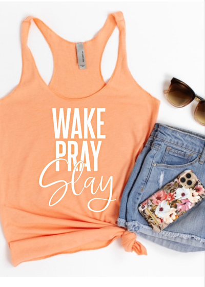Wake pray slay -TANK TOP - Clothed in Grace