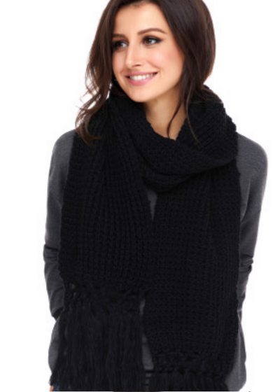 Chunky Knit Tassel Scarf - Clothed in Grace