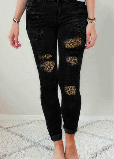 Rachel black leopard Jeans - Clothed in Grace