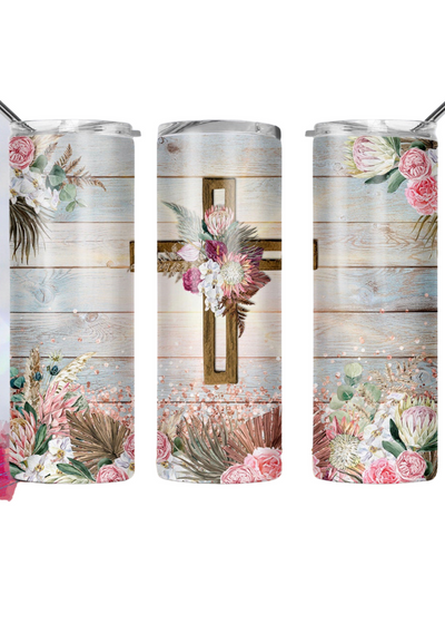 Vintage Cross Tumbler - Clothed in Grace